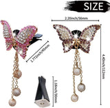 4 in 1 Bling Butterfly Aromatherapy Air Vent Clips, Diamond Pearl Pendant Butterfly Car Air Fresheners, Cute Car Decoration, Interior Decor - Rear View
