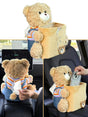 Cute Car Trash Can with Tissue Holder Teddy Bear Tissue Box Console Stuffed Animal Organizer Plush Doll Multifunctional Creative Accessories for Women Rainbow Bear