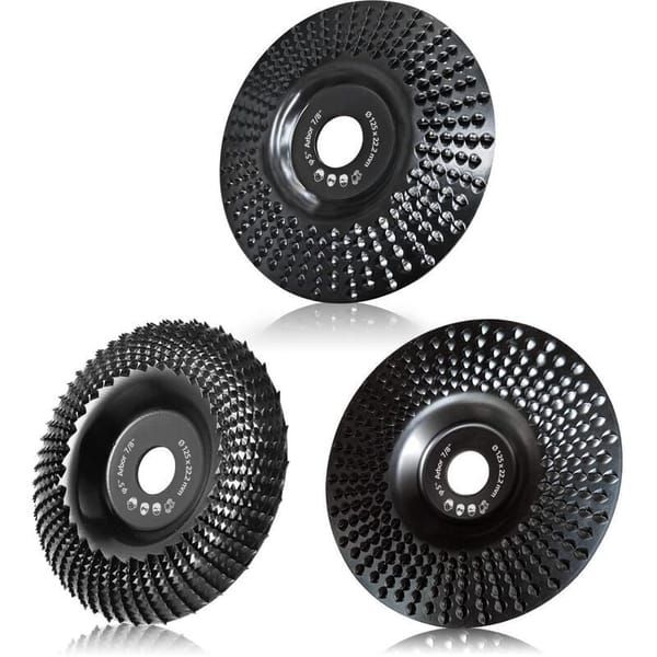 125mm Wood Carving Disc Set of 3, Angle Grinder Wheels for Wood Shaping, Grinding & Cutting, 7/8‑Inch Arbor Bore