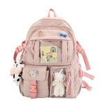 K‑Style Kids Backpack with Cute Accessories, 43×31cm Large Capacity School Backpack, Pink Casual Daypack for Children & Teenagers