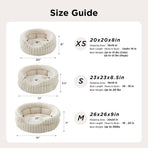 Cat Bed, Washable Round Cute Pet Beds for Indoor Cats, Super Soft Corduroy Kitten Bed with Anti-Slip Bottom, 20''x20''x8'', Sandy Beige