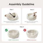 Cat Bed, Washable Round Cute Pet Beds for Indoor Cats, Super Soft Corduroy Kitten Bed with Anti-Slip Bottom, 20''x20''x8'', Cream