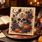 DIY Halloween Raven Pumpkin Diamond Painting Kit, Pearl Bead Art 20×20cm, Pre‑Stretched Inner Frame, Plastic Sealed Package with Full Set Craft Tools
