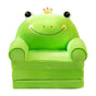 2-in-1 Foldable Kids Cartoon Sofa, Frog Shaped Plush Toddler Couch, Convertible Sofa to Lounger for Bedroom Playroom