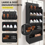 Over The Door Shoe Organizer, 15 Large Pockets Hanging Shoe Storage Bag, Space Saving Door Hanging Organizer for Shoes & Home Accessories, Black