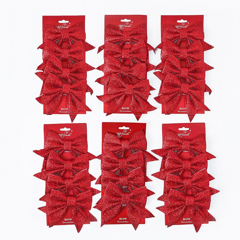 10 Pack Glitter Christmas Bows, Small Pearl Cotton Decorative Bows, Sparkly Bow Ornaments for Christmas Tree, Wreath, Gift Wrapping, Red