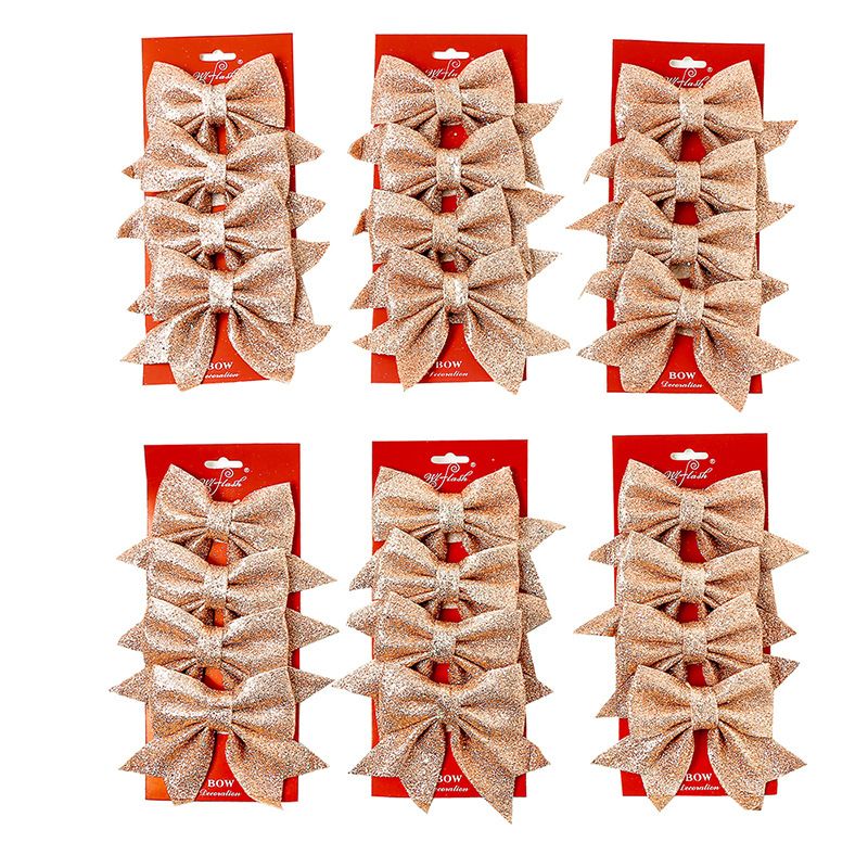 10 Pack Glitter Christmas Bows, Small Pearl Cotton Decorative Bows, Sparkly Bow Ornaments for Christmas Tree, Wreath, Gift Wrapping, Red