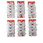 10 Pack Glitter Christmas Bows, Small Pearl Cotton Decorative Bows, Sparkly Bow Ornaments for Christmas Tree, Wreath, Gift Wrapping, Red
