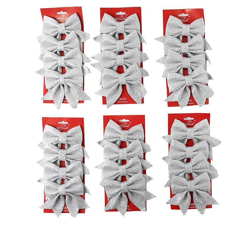 10 Pack Glitter Christmas Bows, Small Pearl Cotton Decorative Bows, Sparkly Bow Ornaments for Christmas Tree, Wreath, Gift Wrapping, Red
