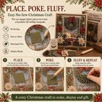 Christmas Tree 3D Fabric Poke Art Kit, 20 x 20cm No Sew DIY Handcraft Set, Pre-Cut Fabric & Punch Tools Included, Xmas Decor & Gift Making Activity