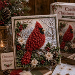 Cardinal 3D Fabric Poke Art Kit, 20 x 20cm No Sew DIY Handcraft Set, Pre-Cut Fabric & Punch Tools Included, Xmas Decor & Gift Making Activity