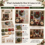 Christmas Tree Gift 3D Fabric Poke Art Kit, 20 x 20cm No Sew DIY Handcraft Set, Pre-Cut Fabric & Punch Tools Included, Xmas Decor & Gift Making Activity