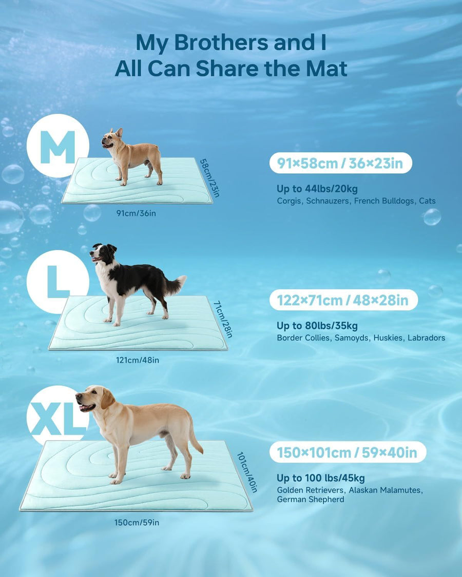 Cooling Mat for Dogs, 36"x23" Self-Cooling Pet Bed - Advanced Arc-Chill Technology 3.0 for Instant Cool, Non-Slip Washable Floor Mat for Small & Medium Dogs, Indoor Outdoor Use - Blue