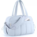 Puffer Duffle Bag with Wet Compartment, Compact Weekender Sports Travel Bag for Men & Women, 40x20x28cm, Blue