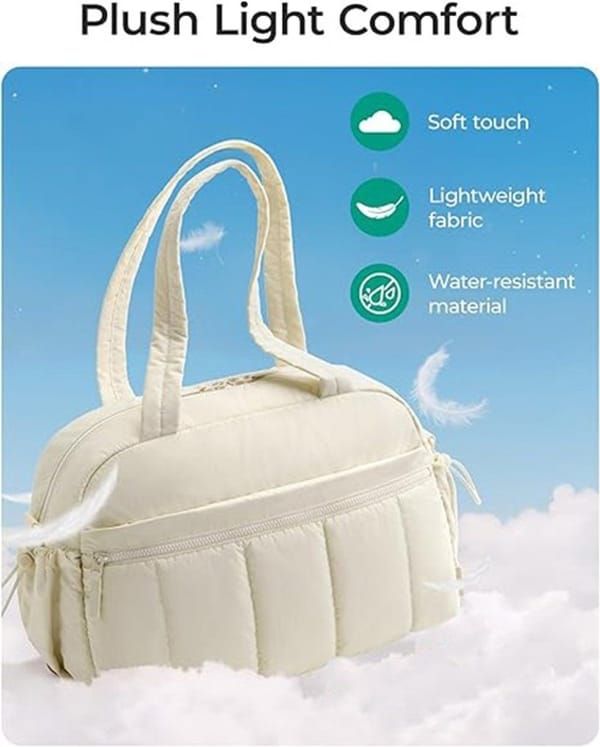 Puffer Duffle Bag with Wet Compartment, Compact Weekender Sports Travel Bag for Men & Women, 40x20x28cm, Blue