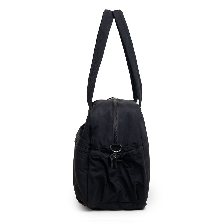 Puffer Duffle Bag with Wet Compartment, Compact Weekender Sports Travel Bag for Men & Women, 40x20x28cm, Black