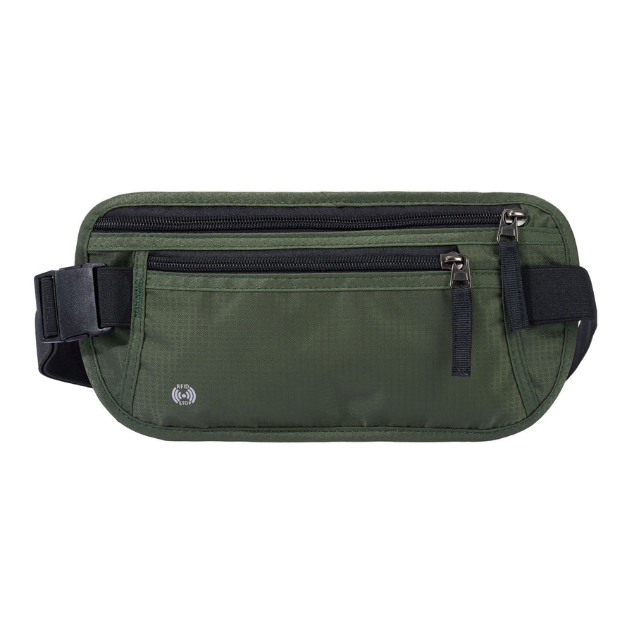RFID Blocking Slim Anti-theft Waist Bag, Hidden Travel Money Belt for Passport, Documents and Cash, Army Green