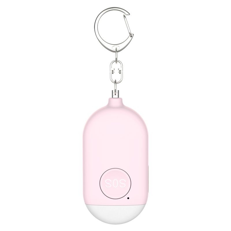Pink Rechargeable Personal Alarm Keychain, Self Defence Safety Alarm with LED Flashlight, Portable Emergency Security Siren for Women Kids Elderly