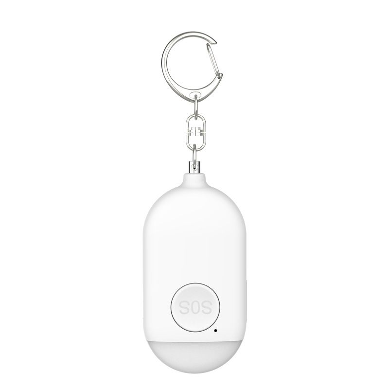 White Rechargeable Personal Alarm Keychain, Self Defence Safety Alarm with LED Flashlight, Portable Emergency Security Siren for Women Kids Elderly