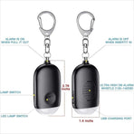 White Rechargeable Personal Alarm Keychain, Self Defence Safety Alarm with LED Flashlight, Portable Emergency Security Siren for Women Kids Elderly