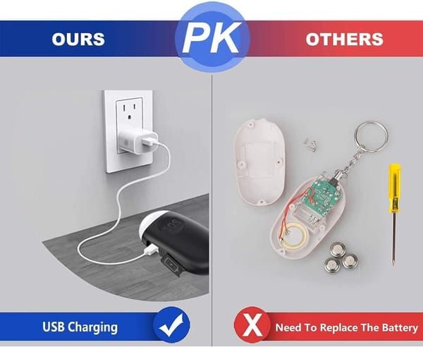 White Rechargeable Personal Alarm Keychain, Self Defence Safety Alarm with LED Flashlight, Portable Emergency Security Siren for Women Kids Elderly