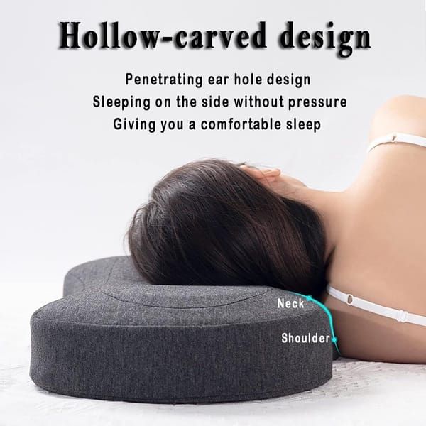 Memory Foam Side Sleeping Pillow with Ear Hole, Ear Pressure Relief Pillow, Ergonomic Contour Pillow for Neck & Head Support, Summer Comfort Ear Pillow