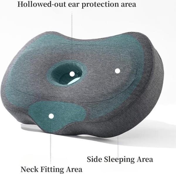 Memory Foam Side Sleeping Pillow with Ear Hole, Ear Pressure Relief Pillow, Ergonomic Contour Pillow for Neck & Head Support, Summer Comfort Ear Pillow