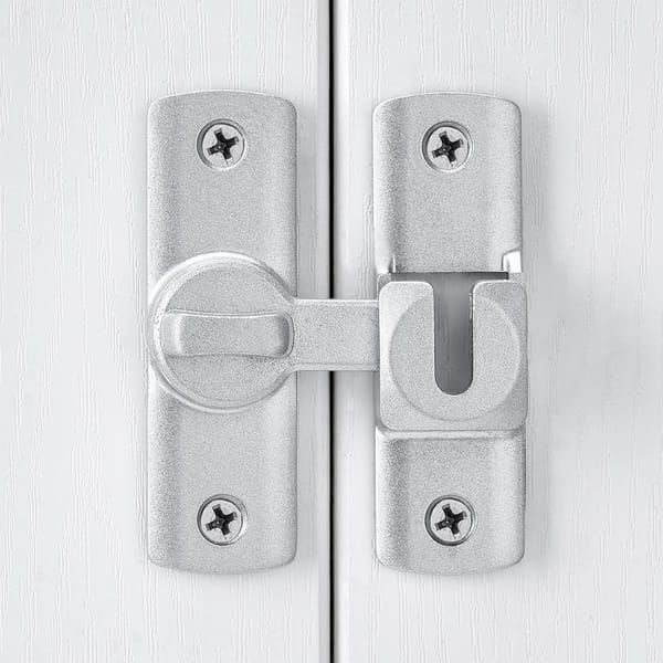 Silver Barn Door Latch, 90/180 Degree Gate Latch, Aluminium Alloy Right Angle Flip Latch Hardware, Sliding Safety Lock for Barn Door, Cabinet & Bathroom