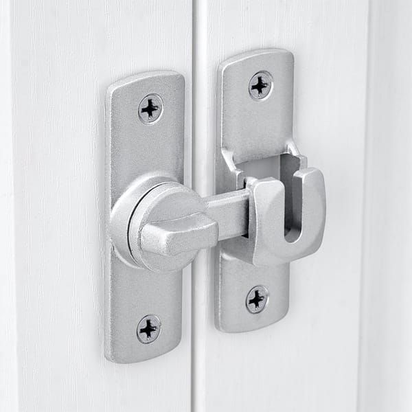 Silver Barn Door Latch, 90/180 Degree Gate Latch, Aluminium Alloy Right Angle Flip Latch Hardware, Sliding Safety Lock for Barn Door, Cabinet & Bathroom