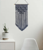 Grey Large Macrame Wall Hanging, Boho Woven Tapestry Wall Art, 40 x 70 cm Bohemian Wall Decor for Living Room & Bedroom