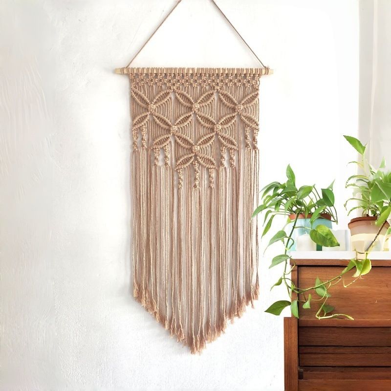 Grey Large Macrame Wall Hanging, Boho Woven Tapestry Wall Art, 40 x 70 cm Bohemian Wall Decor for Living Room & Bedroom