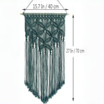 Dark Green Large Macrame Wall Hanging, Boho Woven Tapestry Wall Art, 40 x 70 cm Bohemian Wall Decor for Living Room & Bedroom