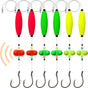 Pre-Tied Catfish Rig System, 23 Inch 55LB Santee Cooper Catfish Float Rig with Adjustable EVA Slip Float and High Carbon Circle Hooks 5/0 6/0 8/0, Ready-to-Fish for River and Bank Fishing(Cigar Float-5/0Hook * 6PCS)