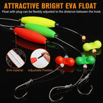 Pre-Tied Catfish Rig System, 23 Inch 55LB Santee Cooper Catfish Float Rig with Adjustable EVA Slip Float and High Carbon Circle Hooks 5/0 6/0 8/0, Ready-to-Fish for River and Bank Fishing(Cigar Float-8/0Hook * 6PCS)