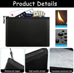 2 Pack Fireproof Document Bags, A4 & A5 Waterproof Fire Resistant Storage Pouches for Passport, Cards, Valuables, 34×24cm & 28×17cm, Black