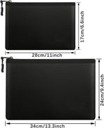 2 Pack Fireproof Document Bags, A4 & A5 Waterproof Fire Resistant Storage Pouches for Passport, Cards, Valuables, 34×24cm & 28×17cm, Black