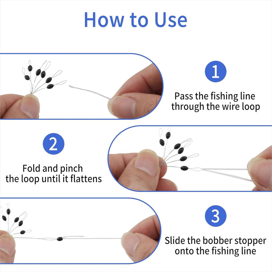 240 Pieces Middle-Sized Fishing Rubber Bobber Beads Stoppers 6 in 1 Black Float Sinker Stops(S)