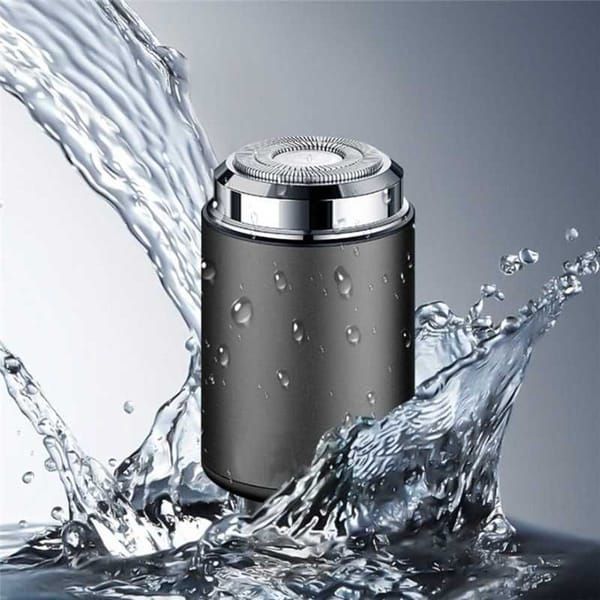 Mini Electric Shaver for Men, Rechargeable Portable Shaver, Metal Grey, Washable Rotary Razor for Travel & Daily Use