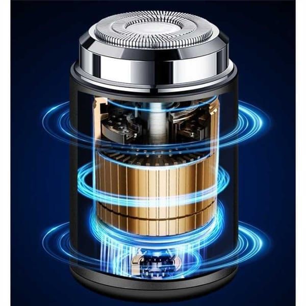 Mini Electric Shaver for Men, Rechargeable Portable Shaver, Metal Grey, Washable Rotary Razor for Travel & Daily Use