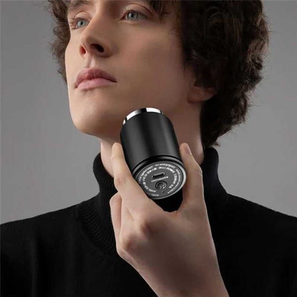 Mini Electric Shaver for Men, Rechargeable Portable Shaver, Metal Grey, Washable Rotary Razor for Travel & Daily Use