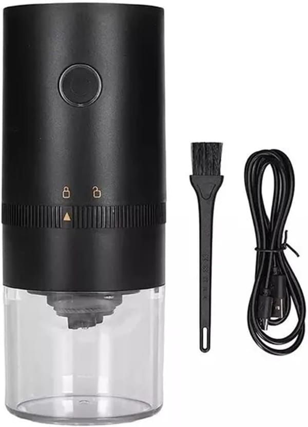 Portable USB Electric Coffee Grinder, Automatic Coffee Bean Grinder for Espresso, Rechargeable Coffee Mill for Home, Camping & Travel, Black
