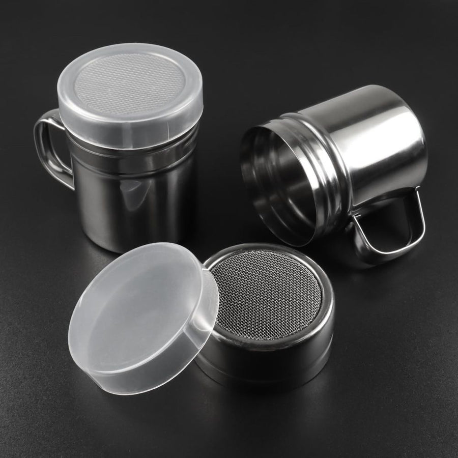 Stainless Steel Powder Shaker with Fine Mesh Lid, Powder Dredger & Toothpick Holder 2 Pack