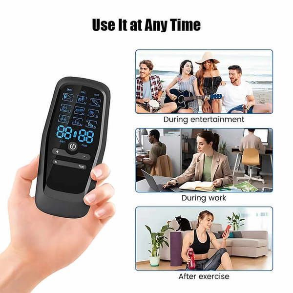 EMS TENS Massage Machine, Multi-function Meridian Pulse Therapy Device, Whole Body Microcurrent Pulse Massager with 8 Electrode Pads for Neck & Body Relief