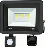 2 Pack LED Flood Lights with Motion Sensor, 50W 5000LM 6500K Cool White, IP66 Waterproof Outdoor Security Lights
