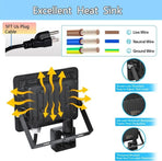 2 Pack LED Flood Lights with Motion Sensor, 50W 5000LM 6500K Cool White, IP66 Waterproof Outdoor Security Lights