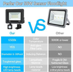 2 Pack LED Flood Lights with Motion Sensor, 50W 5000LM 6500K Cool White, IP66 Waterproof Outdoor Security Lights