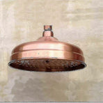 8 Inch Solid Copper Rain Shower Head, Antique Copper Round Rainfall Shower Head, Adjustable Angle Fixed Mount Large Overhead Rain Shower Compatible with Standard Shower Arm for Bathroom Renovation