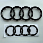 Gloss Black Audi Rings Emblem Set, Front 273mm + Rear 192mm Black Badge Replacement Kit for Audi A1 A3 A4 A5 Models