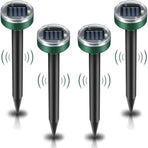 Solar Ultrasonic Mole Repeller 4 Pack, IP65 Waterproof Sonic Mole Vole Gopher Deterrent, Solar Powered Ground Stake Rodent Repellent for Yard Garden Lawn Outdoor Pest Control