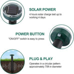 Solar Ultrasonic Mole Repeller 4 Pack, IP65 Waterproof Sonic Mole Vole Gopher Deterrent, Solar Powered Ground Stake Rodent Repellent for Yard Garden Lawn Outdoor Pest Control